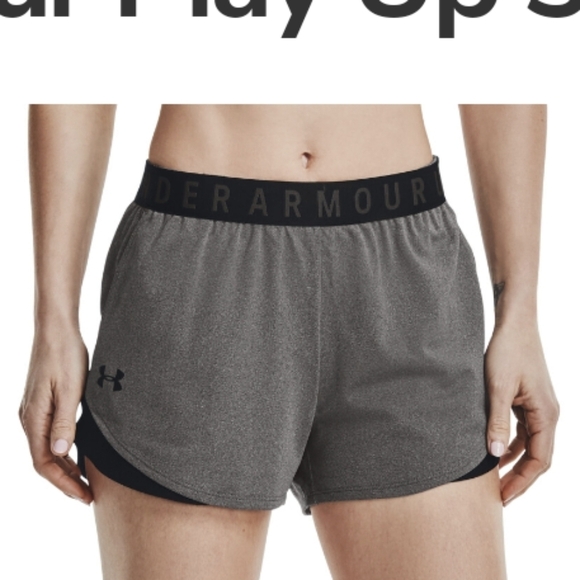 NWT New Under Armour shorts Play Up 3.0 gray & black plus size 2x - Picture 10 of 13